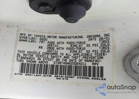 2002 Toyota Sequoia Limited V8 from USA, damaged, VIN 5TDBT48A62S064211